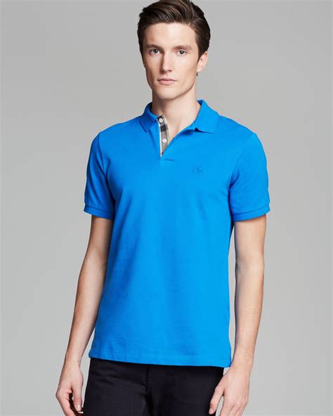 burberry polo men pale blue|Burberry polo shirt for men.